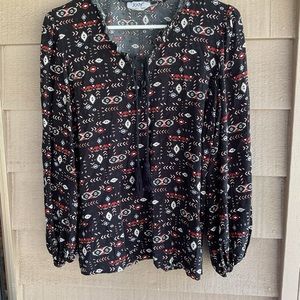 Jody of California top tribal print black tone made in USA